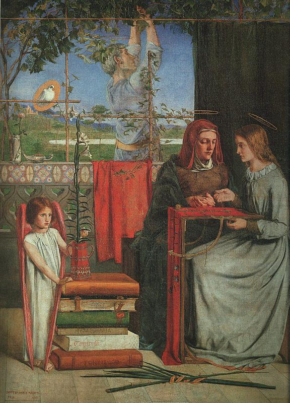 Dante Gabriel Rossetti The Girlhood of Mary Virgin Spain oil painting art